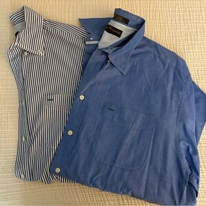 Tommy Hilfiger Men's L Striped & Solid Blue Long Sleeve Button-Up Shirt Bundle